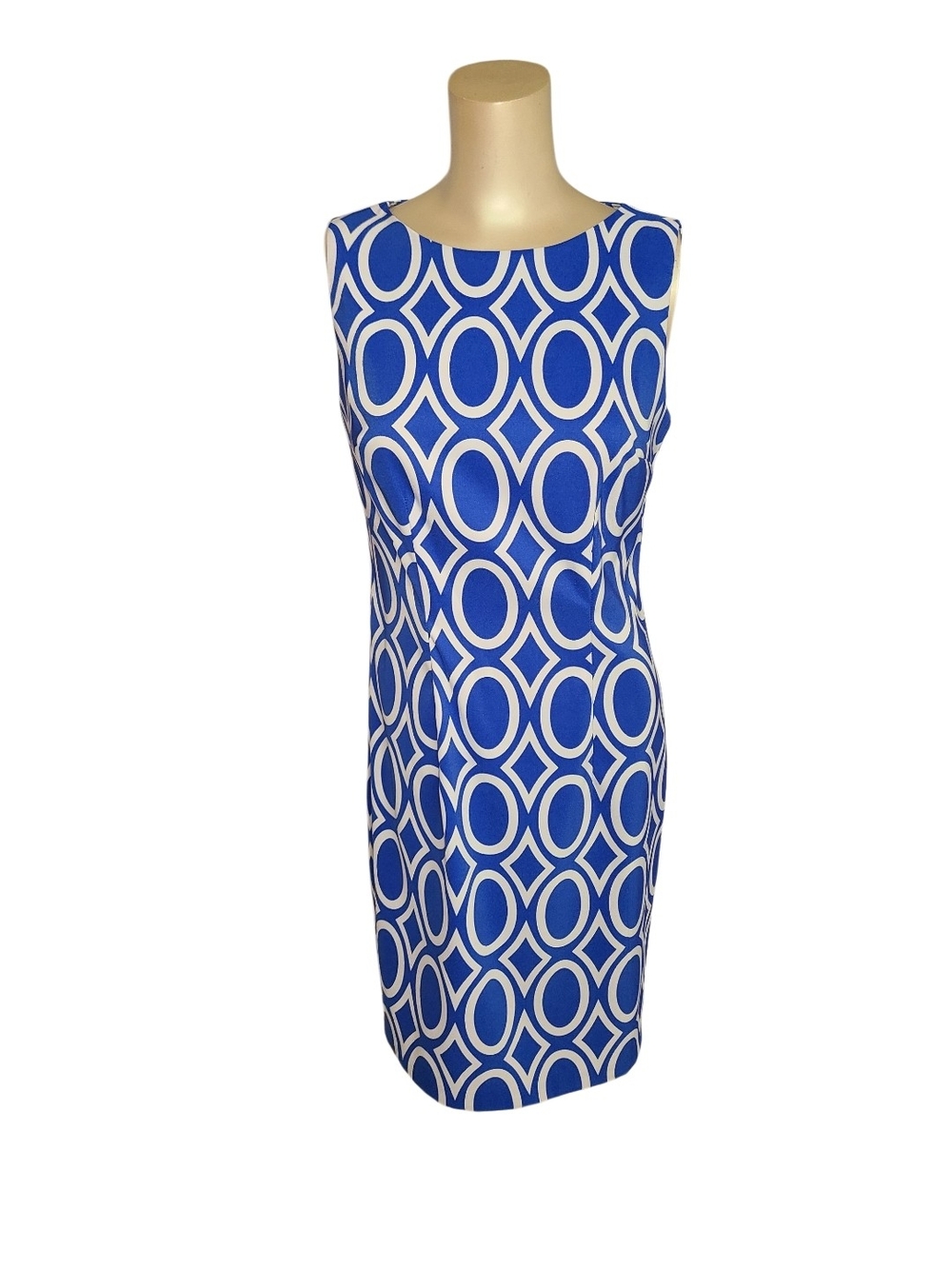 ALYX Dress Blue White Geometric Circles Shift Dress Size 6